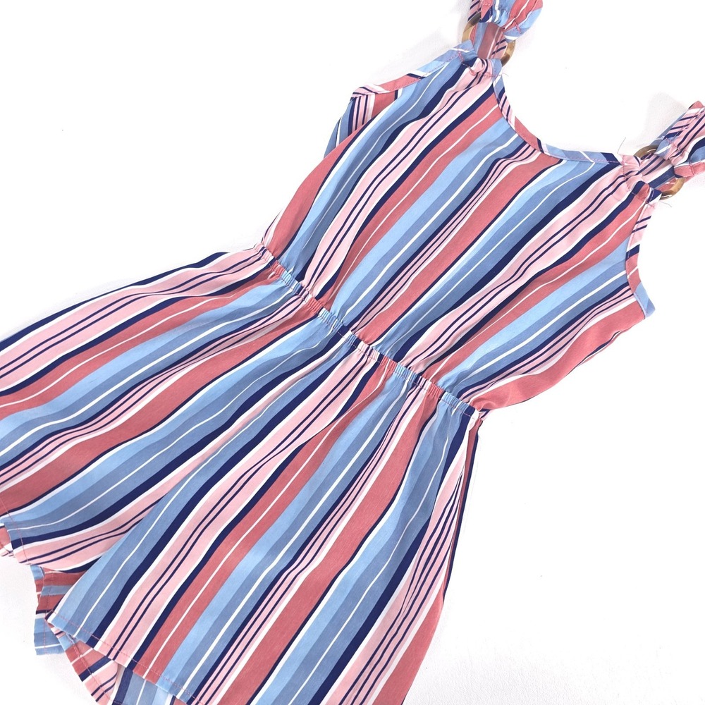 Striped Ring Strap Romper Women Small Multicolor Resortwear Summer Coastal Boho